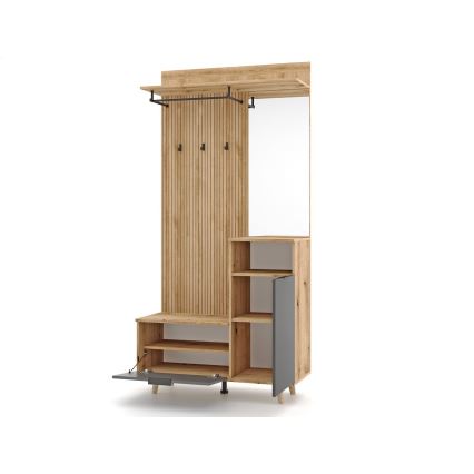 Předsíňová stěna se zrcadlem SVEN hnědá/grafit