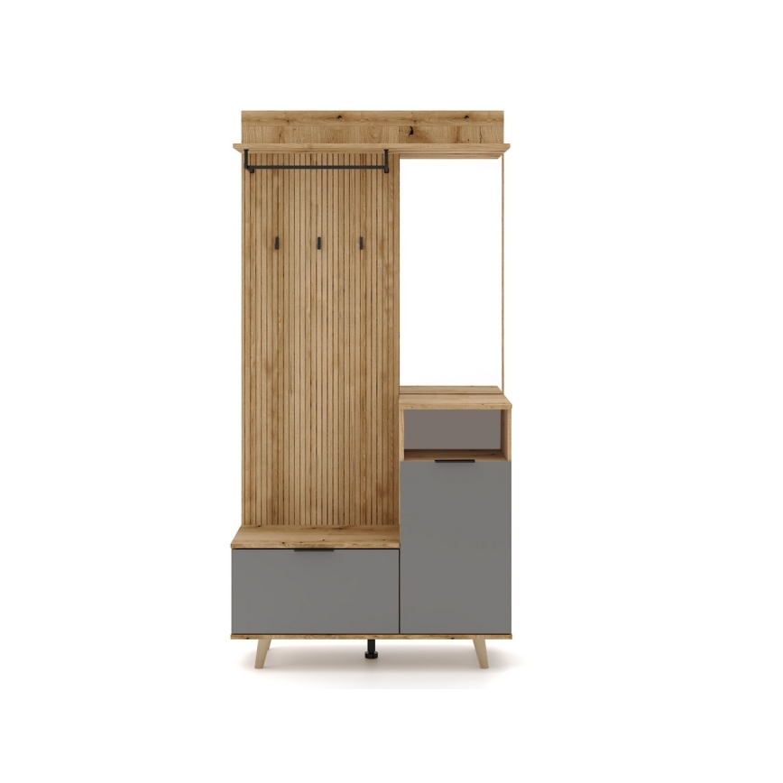 Předsíňová stěna se zrcadlem SVEN hnědá/grafit