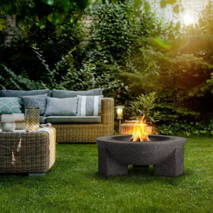 Přenosné ohniště s roštem 74x30 cm černá/tmavá žula