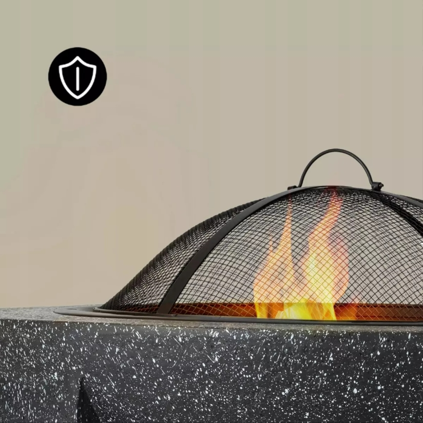 Přenosné ohniště s roštem 74x30 cm černá/tmavá žula