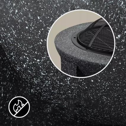 Přenosné ohniště s roštem 74x30 cm černá/tmavá žula