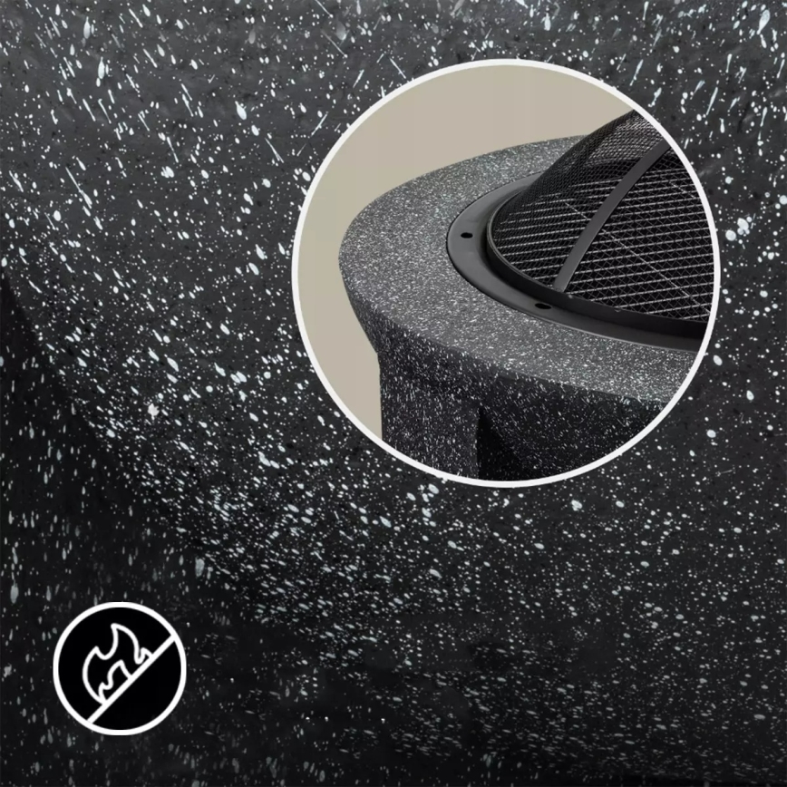 Přenosné ohniště s roštem 74x30 cm černá/tmavá žula