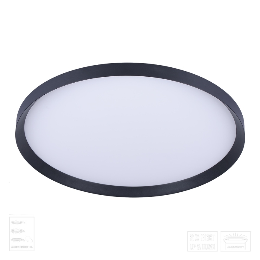 Prezent 17311 - LED Stropní svítidlo ADRA LED/42W/230V + LED/13W 3000/4000/6000K pr. 48,5 cm černá