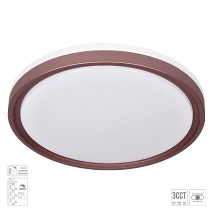 Prezent 71344 - LED Stmívatelné stropní svítidlo FLOREN LED/30W/230V 3000/4000/6500K pr. 41,5 cm hnědá