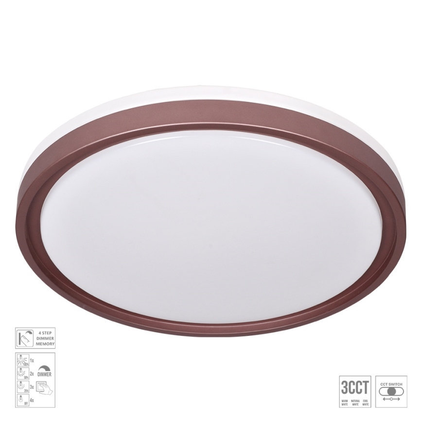 Prezent 71344 - LED Stmívatelné stropní svítidlo FLOREN LED/30W/230V 3000/4000/6500K pr. 41,5 cm hnědá