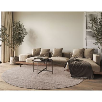 Přírodní kulatý koberec FIR WOOL 160 cm 2600 g/m2 béžová