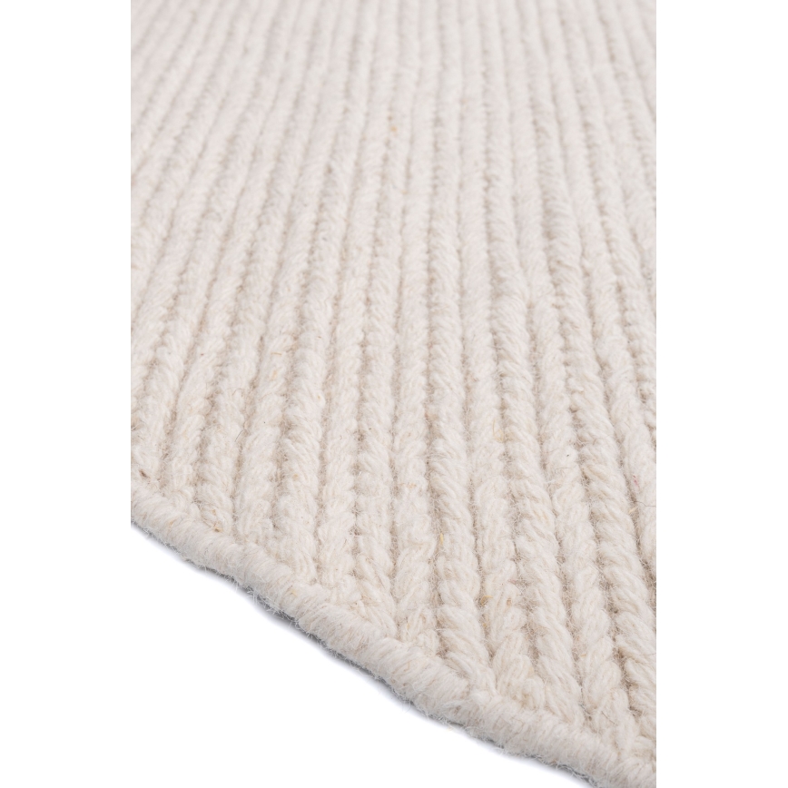 Přírodní kulatý koberec FIR WOOL 160 cm 2600 g/m2 krémová