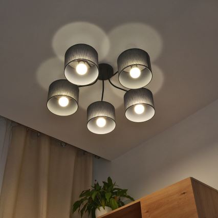 Přisazený lustr ALBA 5xE27/15W/230V šedá