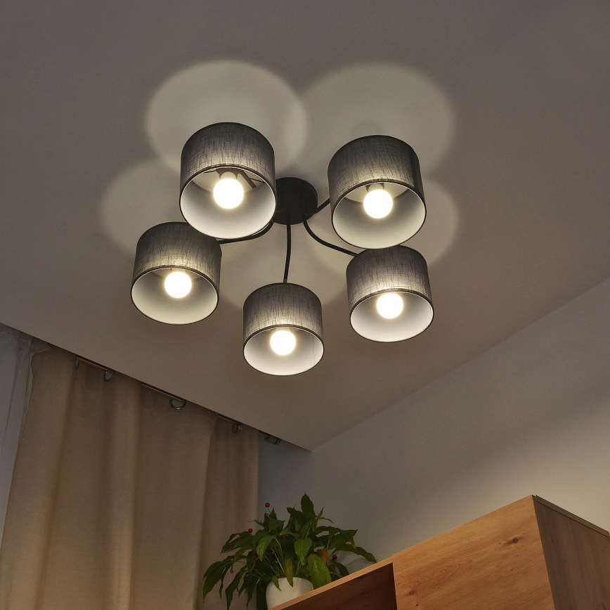 Přisazený lustr ALBA 5xE27/15W/230V šedá