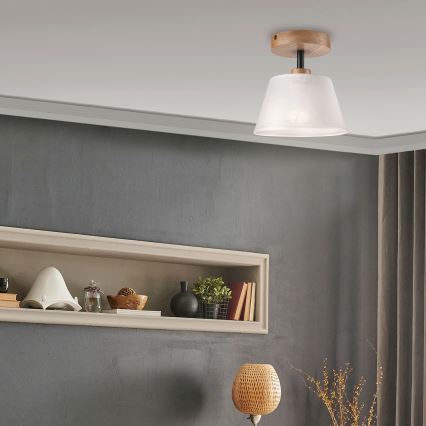 Přisazený lustr ANTONIO 1xE14/60W/230V bílá/dub