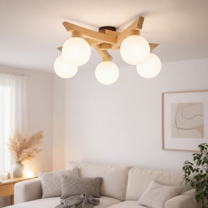 Přisazený lustr ANTONIO 5xG9/5W/230V dub/bílá