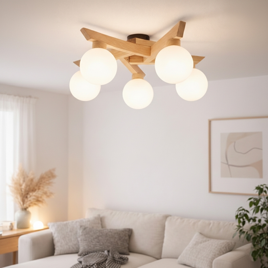 Přisazený lustr ANTONIO 5xG9/5W/230V dub/bílá