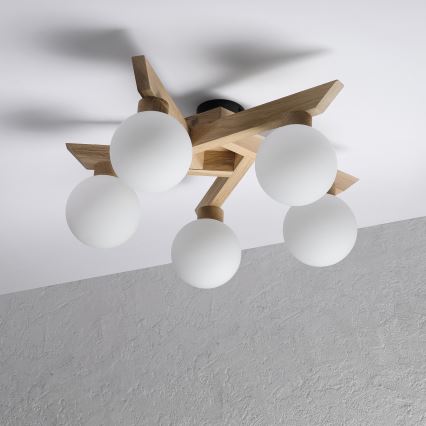 Přisazený lustr ANTONIO 5xG9/5W/230V dub/bílá