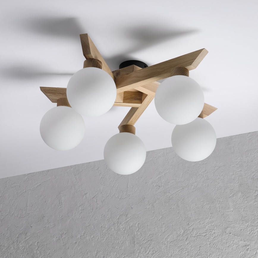 Přisazený lustr ANTONIO 5xG9/5W/230V dub/bílá