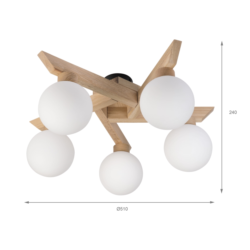 Přisazený lustr ANTONIO 5xG9/5W/230V dub/bílá