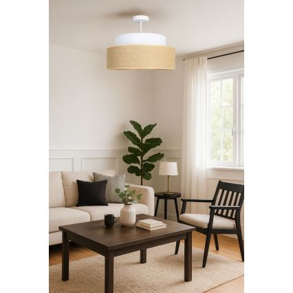 Přisazený lustr BOHO 1xE27/60W/230V pr. 40 cm bílá/béžová