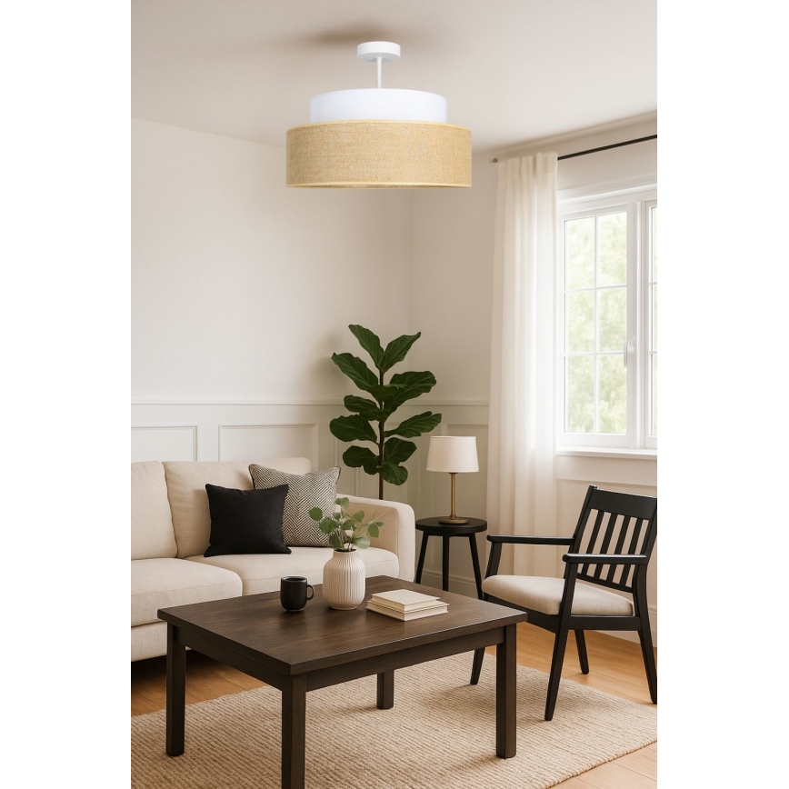 Přisazený lustr BOHO 1xE27/60W/230V pr. 40 cm bílá/béžová