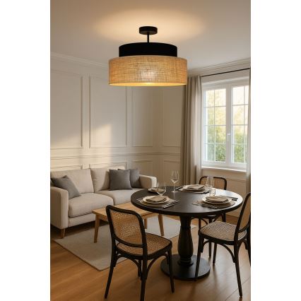 Přisazený lustr BOHO 1xE27/60W/230V pr. 40 cm černá/béžová