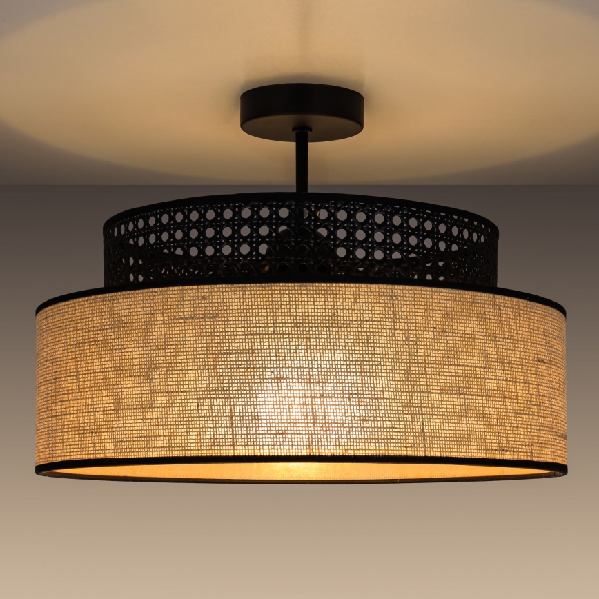 Přisazený lustr BOHO 1xE27/60W/230V pr. 40 cm černá/ratan