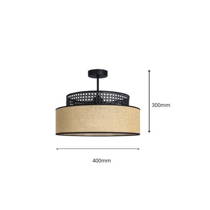 Přisazený lustr BOHO 1xE27/60W/230V pr. 40 cm černá/ratan