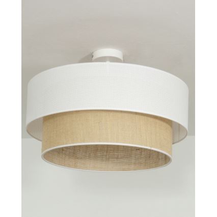 Přisazený lustr BORHO 1xE27/60W/230V pr. 40 cm bílá/juta