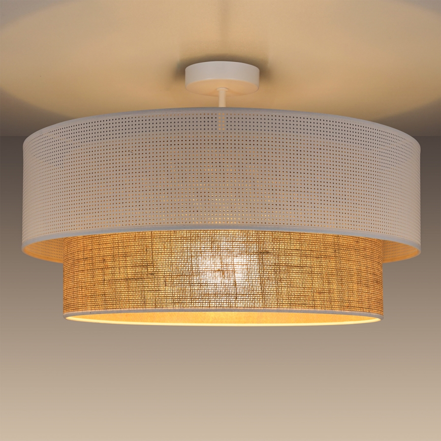 Přisazený lustr BORHO 1xE27/60W/230V pr. 50 cm bílá/juta