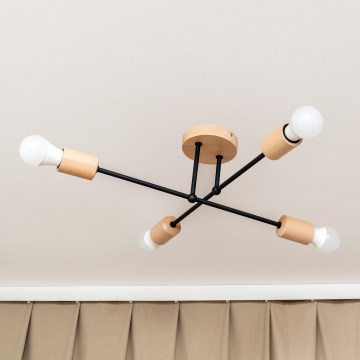 Přisazený lustr CAMBRIDGE 4xE27/15W/230V borovice