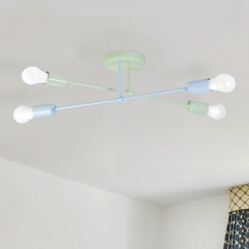 Přisazený lustr CAMBRIDGE 4xE27/15W/230V zelená/modrá