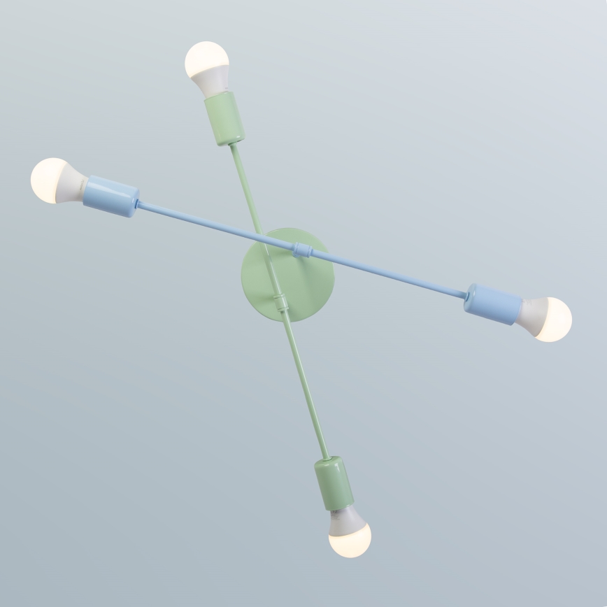 Přisazený lustr CAMBRIDGE 4xE27/15W/230V zelená/modrá