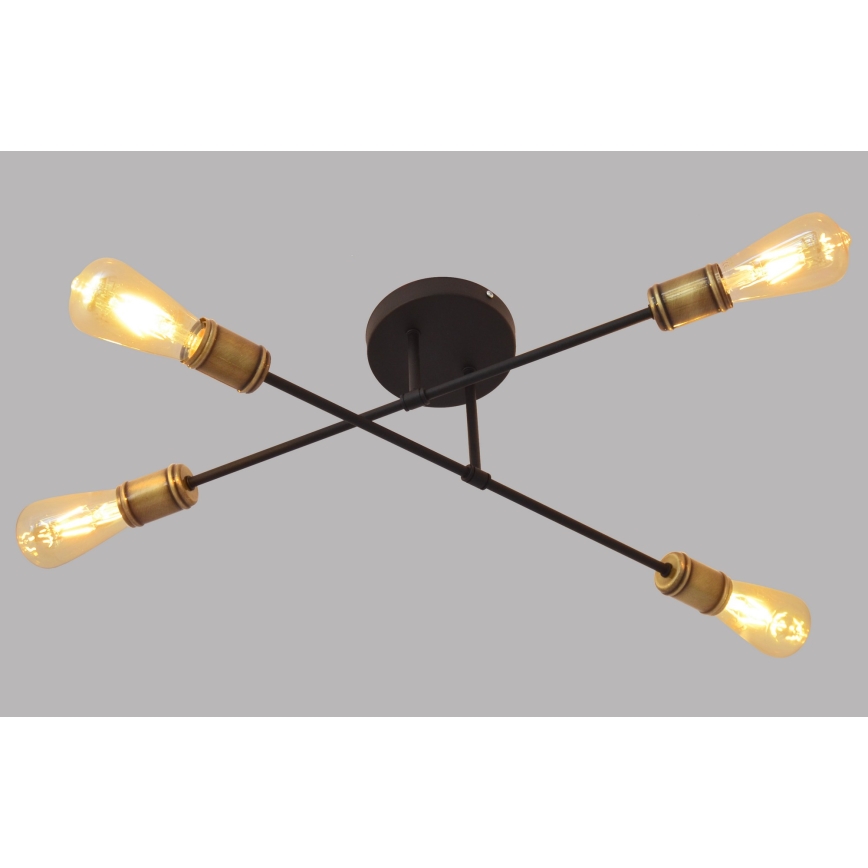 Přisazený lustr CAMBRIDGE 4xE27/20W/230V černá/zlatá