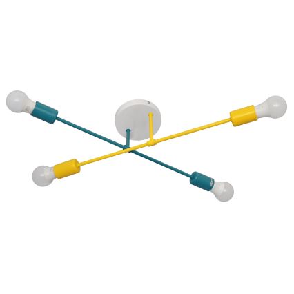 Přisazený lustr CAMBRIDGE 4xE27/20W/230V modrá/žlutá