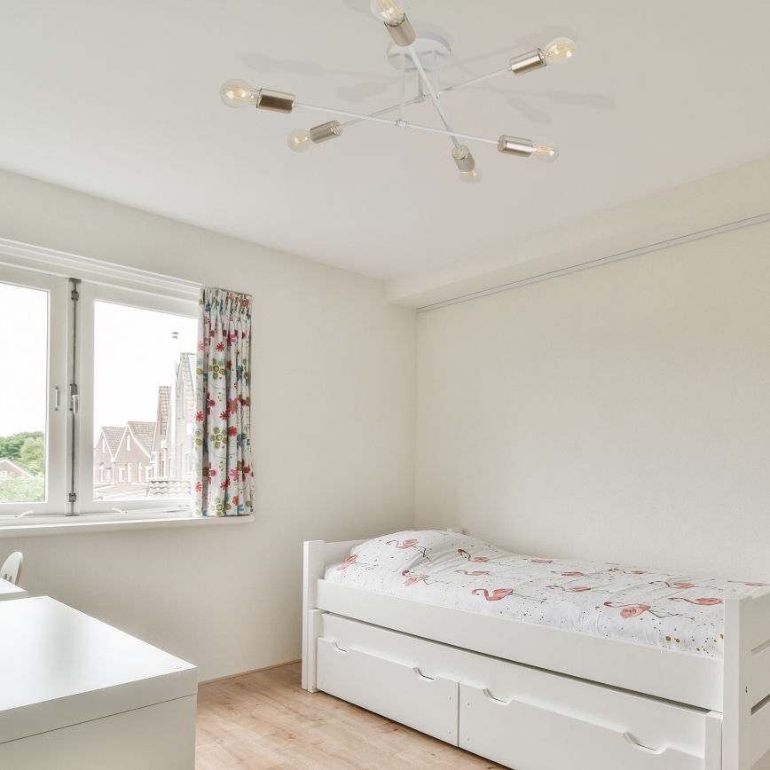 Přisazený lustr CAMBRIDGE 6xE27/15W/230V mosaz/bílá