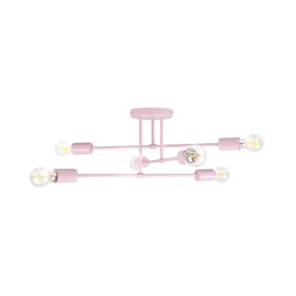 Přisazený lustr CAMBRIDGE 6xE27/15W/230V růžová