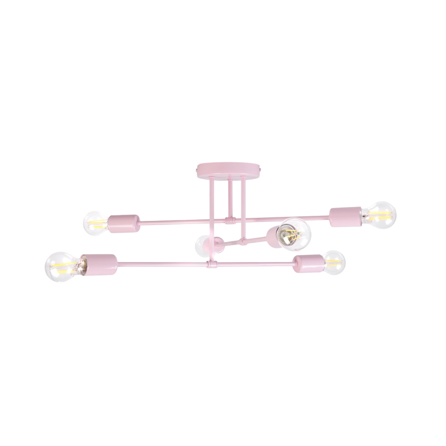 Přisazený lustr CAMBRIDGE 6xE27/15W/230V růžová