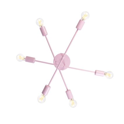 Přisazený lustr CAMBRIDGE 6xE27/15W/230V růžová