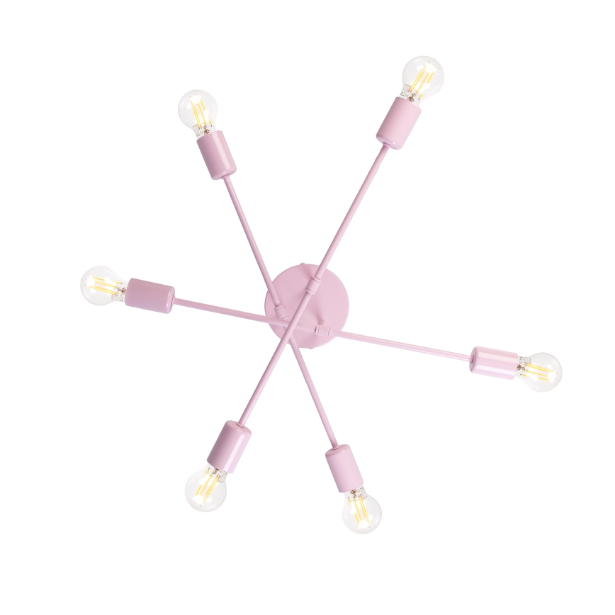 Přisazený lustr CAMBRIDGE 6xE27/15W/230V růžová