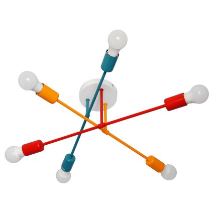 Přisazený lustr CAMBRIDGE 6xE27/20W/230V modrá/červená/oranžová