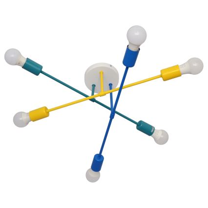 Přisazený lustr CAMBRIDGE 6xE27/20W/230V modrá/žlutá