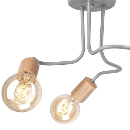 Přisazený lustr CONOR 3xE27/60W/230V dub/šedá