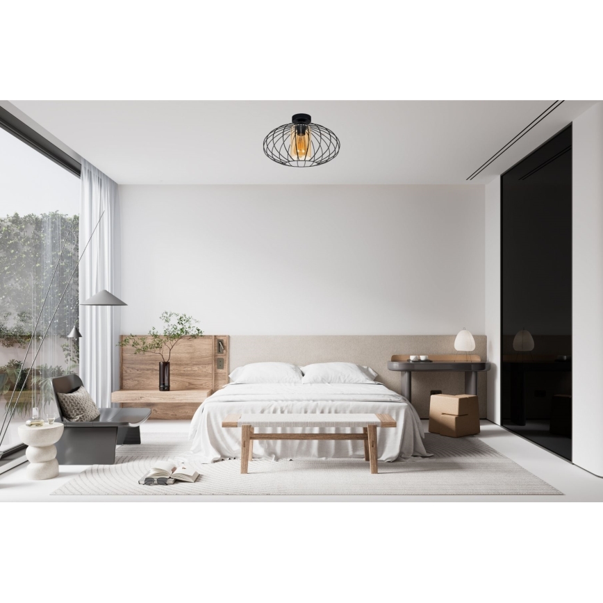 Přisazený lustr CORRINI 1xE27/60W/230V pr. 34 cm černá/béžová