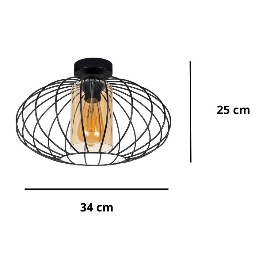Přisazený lustr CORRINI 1xE27/60W/230V pr. 34 cm černá/béžová