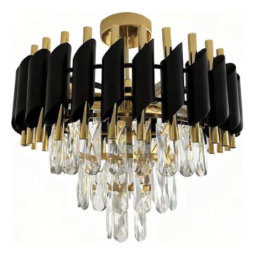 Přisazený lustr CRISTAL 5xE14/10W/230V černá/zlatá