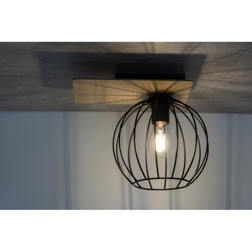 Přisazený lustr CYBER 1xE27/60W/230V dřevo/černá