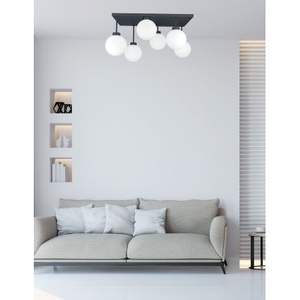 Přisazený lustr DEA 6xE14/60W/230V černá/bílá