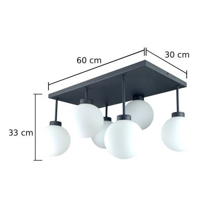 Přisazený lustr DEA 6xE14/60W/230V černá/bílá