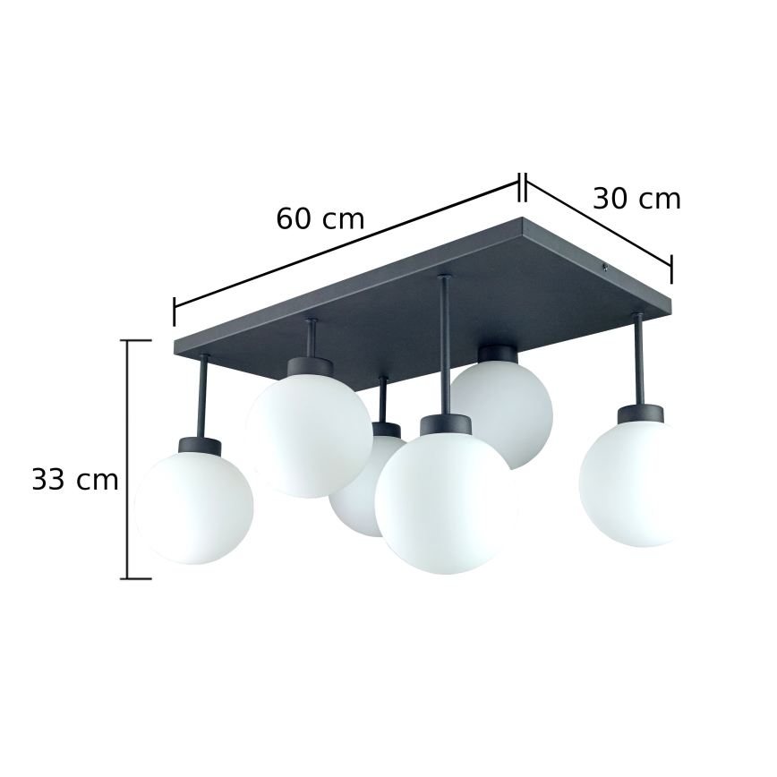 Přisazený lustr DEA 6xE14/60W/230V černá/bílá