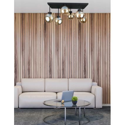 Přisazený lustr DEA 6xE14/60W/230V černá/kouřová béžová