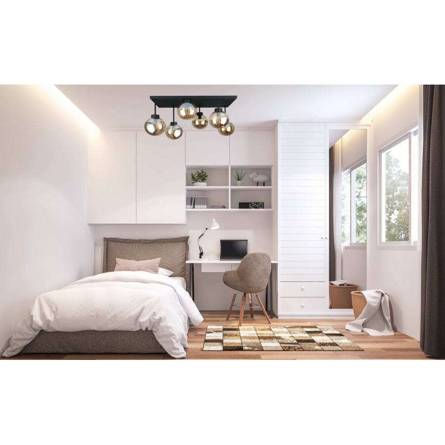 Přisazený lustr DEA 6xE14/60W/230V černá/kouřová béžová