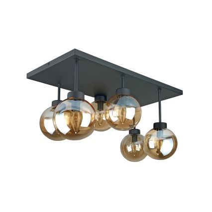 Přisazený lustr DEA 6xE14/60W/230V černá/kouřová béžová