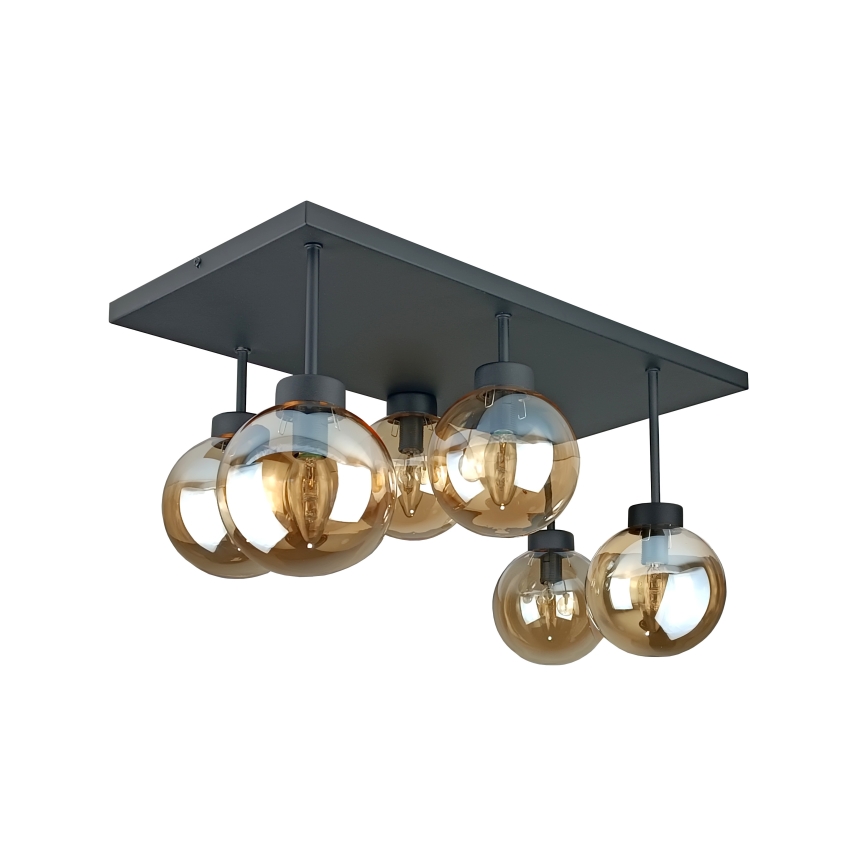 Přisazený lustr DEA 6xE14/60W/230V černá/kouřová béžová